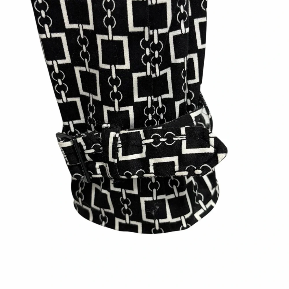 Vertigo Paris Geometric Print Black & White Rain Pea Coat - NWOT - XS